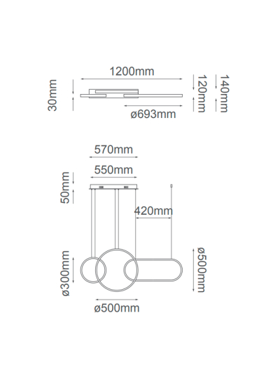 COLGANTE DECORATIVO TRINO DE AROS