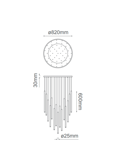 Lámpara Cascada Tubos Dorados