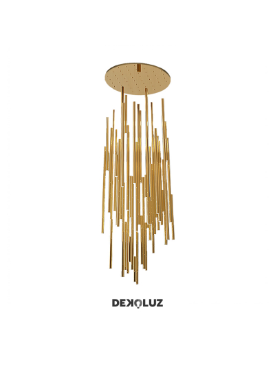Lámpara Cascada Tubos Dorados