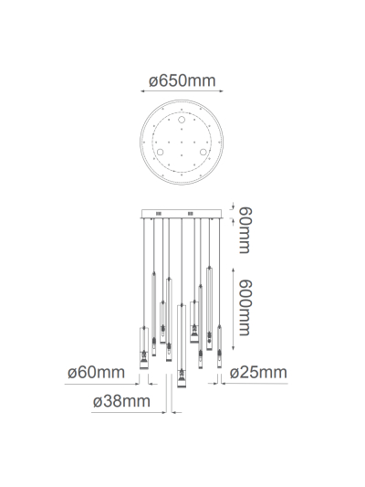 Lámpara Tubos Multicolor Moderna