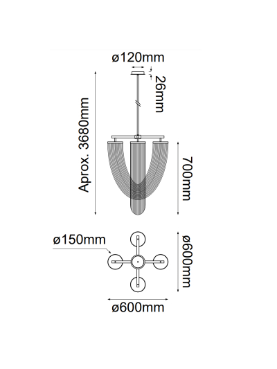 Lámpara Cadenas Doradas Lujo