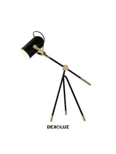Lámpara Trípode Negra Dorada